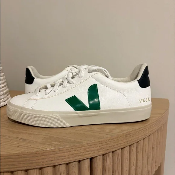Veja White Sneakers with Green Logo - Picture 1 of 4